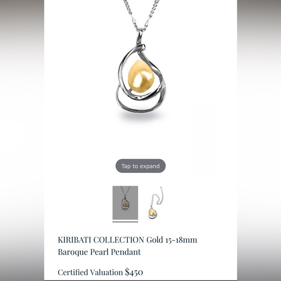 Golden Baroque Freshwater Pearl Silver Spiral Infinite Pendant NWOT - Picture 2 of 4